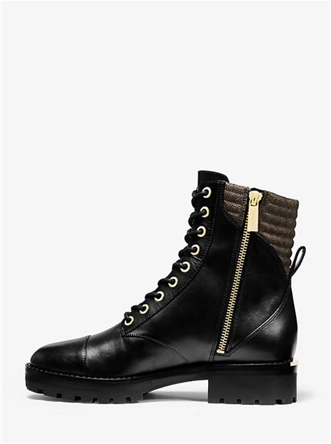 michael michael kors bastian leather combat boots|Michael Kors combat boots sale.